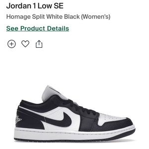 Women’s Air Jordan 1 Low. Black and White split